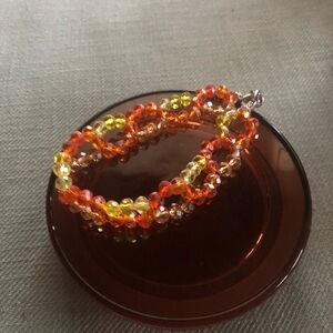 Elegant Beaded Bracelet in Orange and Yellow